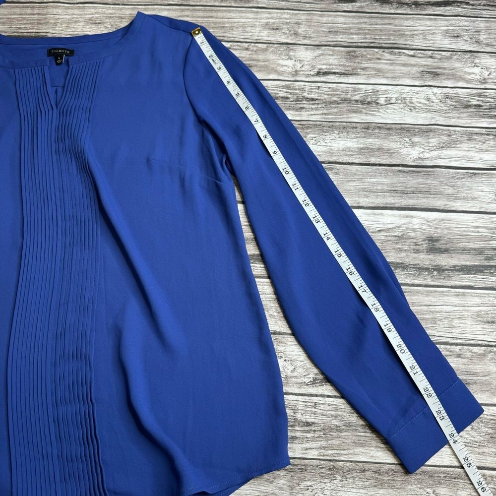 Talbots Women's Notched Long Sleeve Pullover Blouse Bright Royal Blue S SM Small - Picture 14 of 14